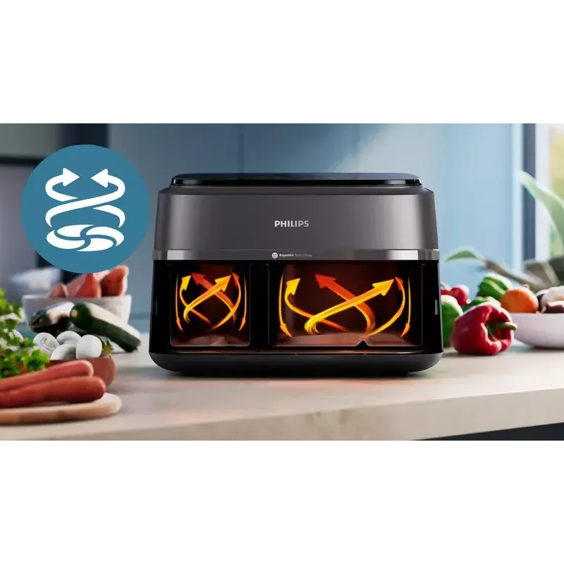 Heißluftfritteuse Philips 3000 Serie NA352/04 9L 2750W Doppelkorb
