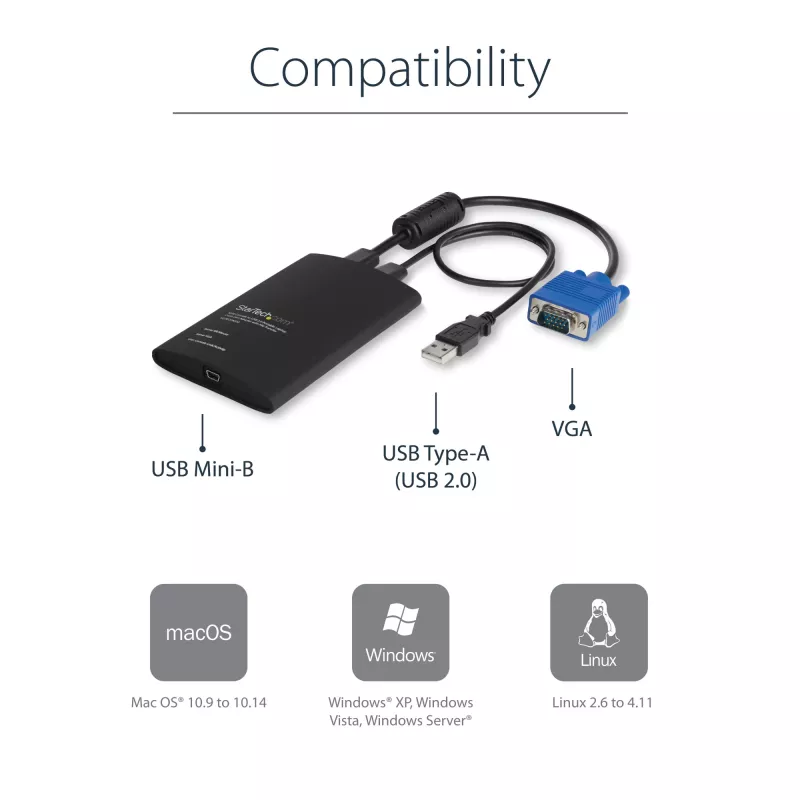 StarTech.com USB Crash Cart Adapter mit Dateiübertragung & Videoaufnahme
