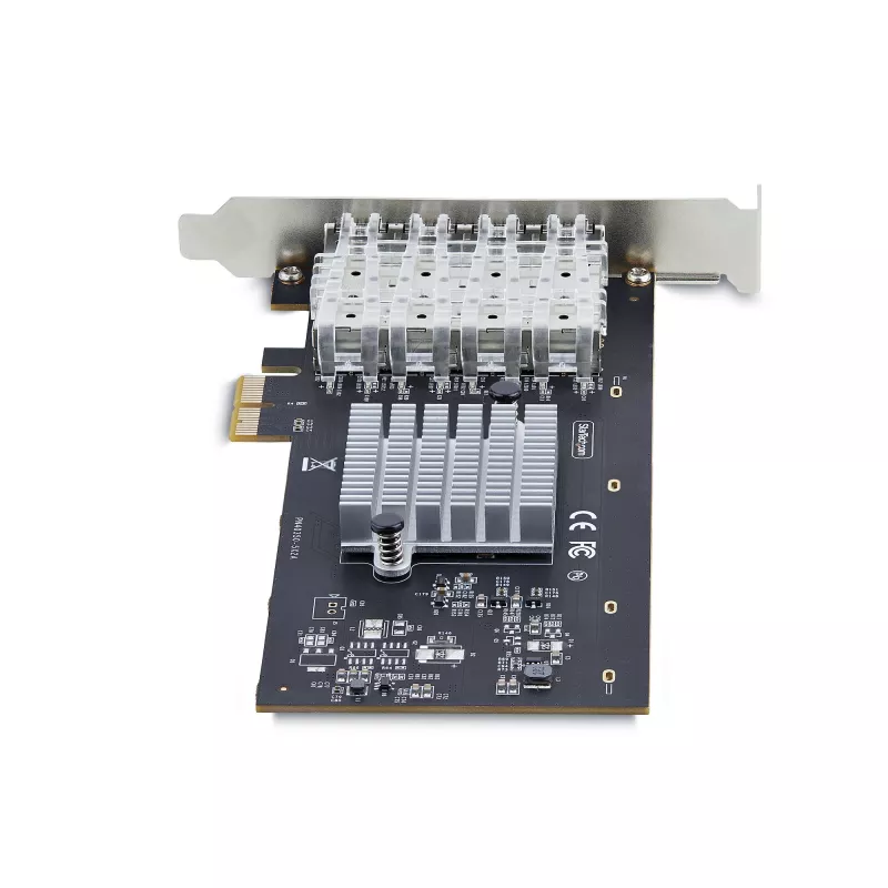 StarTech.com 4-Port GbE SFP-Netzwerkkarte, PCIe 2.0 x2 (x4, x8, x16 kompatibel), Intel I350-AM4 4x 1GbE-Controller, 1000BASE Kupfer/Glasfaser, Desktop/Server Quad-Port Gigabit Ethernet NIC - Windows & Linux