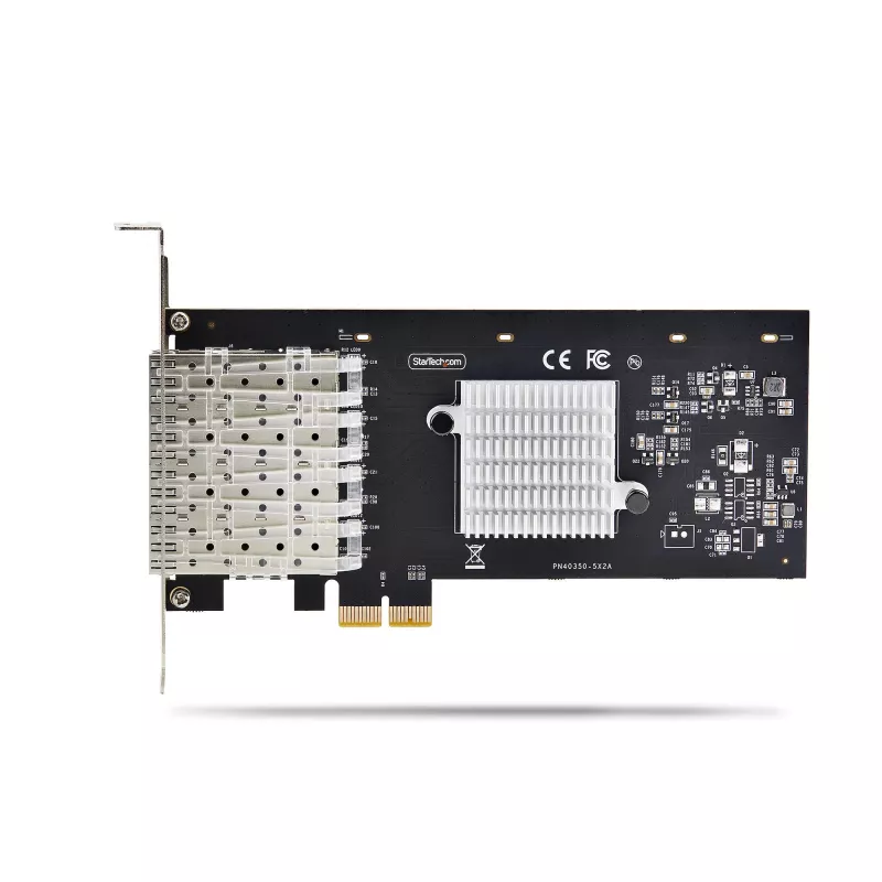 StarTech.com 4-Port GbE SFP-Netzwerkkarte, PCIe 2.0 x2 (x4, x8, x16 kompatibel), Intel I350-AM4 4x 1GbE-Controller, 1000BASE Kupfer/Glasfaser, Desktop/Server Quad-Port Gigabit Ethernet NIC - Windows & Linux