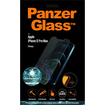 Bildschirmschutz PanzerGlass für Apple iPhone 12 Pro Max, gehärtetes Glas + PET, Blickschutzfilter, 6,7 Zoll