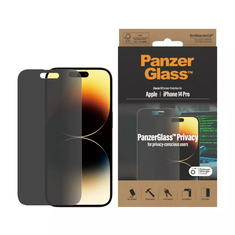Datenschutz-Displayschutz PanzerGlass Apple iPhone 14 Pro kratz- und stoßfest