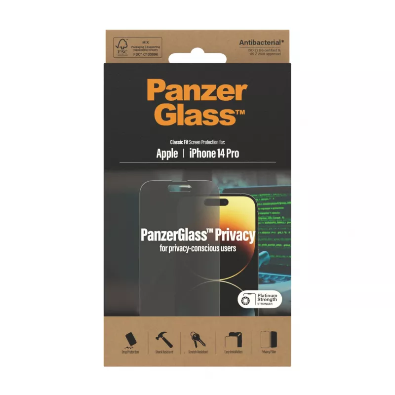 Datenschutz-Displayschutz PanzerGlass Apple iPhone 14 Pro kratz- und stoßfest
