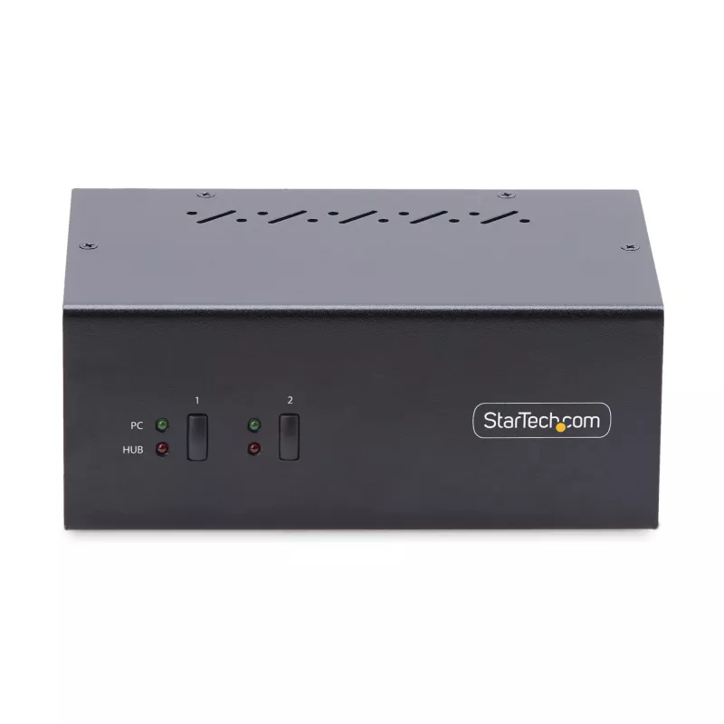 StarTech.com 2-Port Dual-Monitor DisplayPort KVM Switch, 4K 60Hz, 2x USB 5Gbps Hub Ports, 2x USB 2.0 HID Ports, Hotkey und Taster Umschaltung, TAA-konform – ESD-Schutzstufe 3