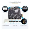 StarTech.com 4-Port USB PCIe-Karte, USB 3.2 5 Gbit/s, PCI Express-Erweiterungskarte mit 4 unabhängigen USB-Controllern, 4 USB-A-Ports, Windows/macOS/Linux