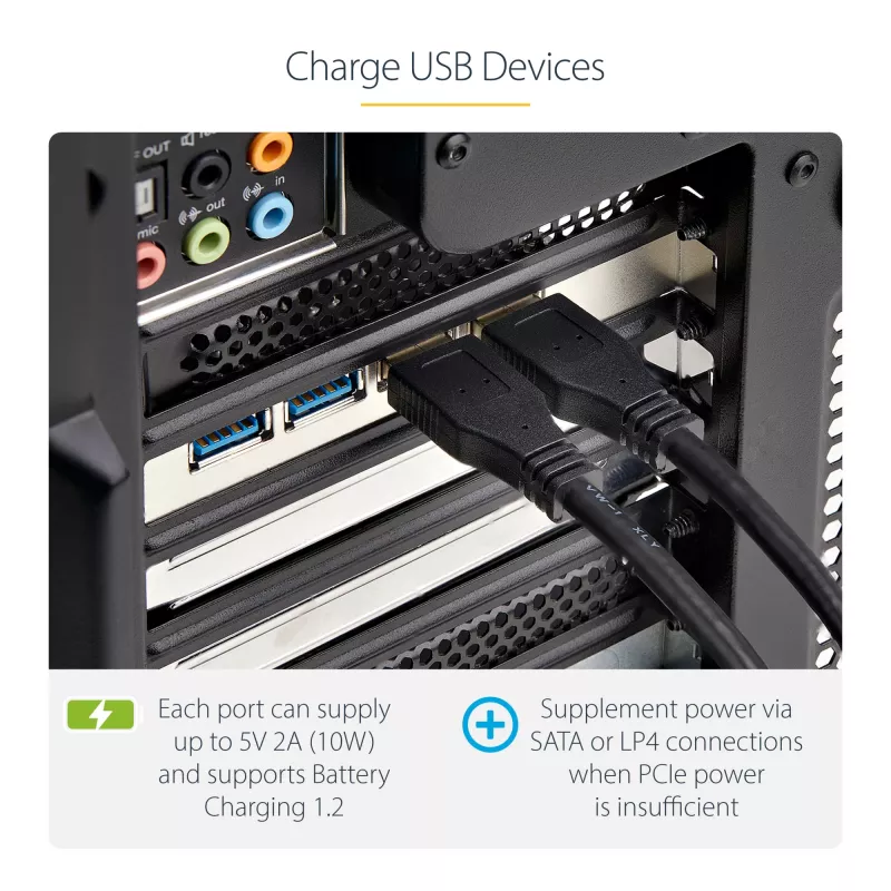 StarTech.com 4-Port USB PCIe-Karte, USB 3.2 5 Gbit/s, PCI Express-Erweiterungskarte mit 4 unabhängigen USB-Controllern, 4 USB-A-Ports, Windows/macOS/Linux