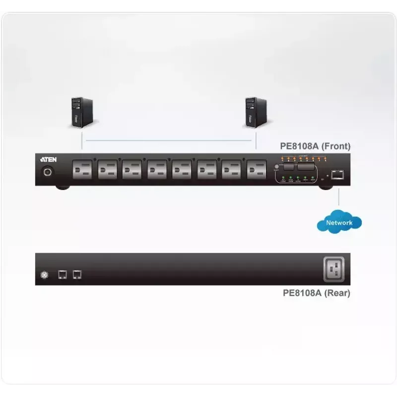 ATEN 1U 10A 8 Ausgänge geschaltet + gemessene PDU + kostenlose Eco PDU Manager Software