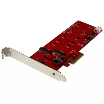 StarTech.com 2x M.2 SATA SSD Controller-Karte – PCIe, PCIe, M.2, Full-Height / Low-Profile, PCI 2.0, Rot, CE, FCC, TAA