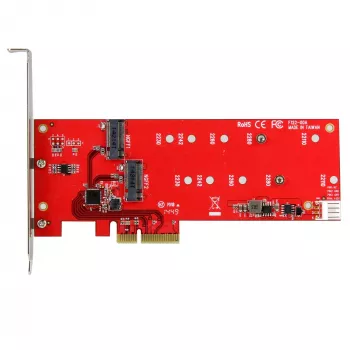 StarTech.com 2x M.2 SATA SSD Controller-Karte – PCIe, PCIe, M.2, Full-Height / Low-Profile, PCI 2.0, Rot, CE, FCC, TAA