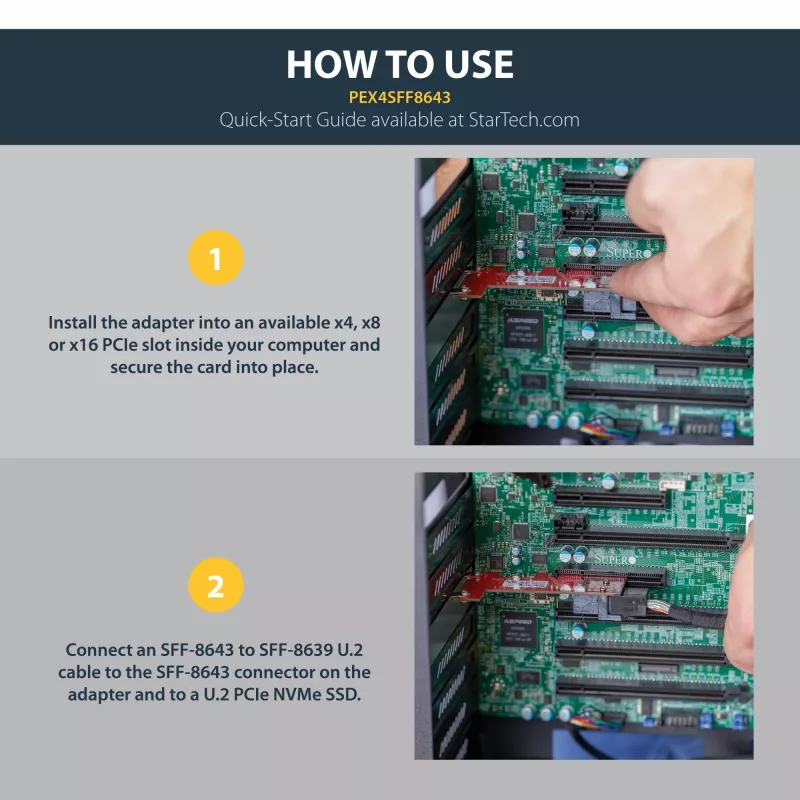 StarTech.com x4 PCI Express auf SFF-8643 Adapter für PCIe NVMe U.2 SSD