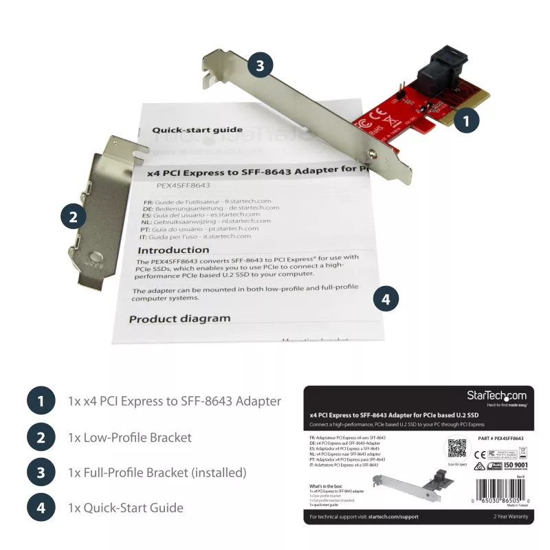 StarTech.com x4 PCI Express auf SFF-8643 Adapter für PCIe NVMe U.2 SSD