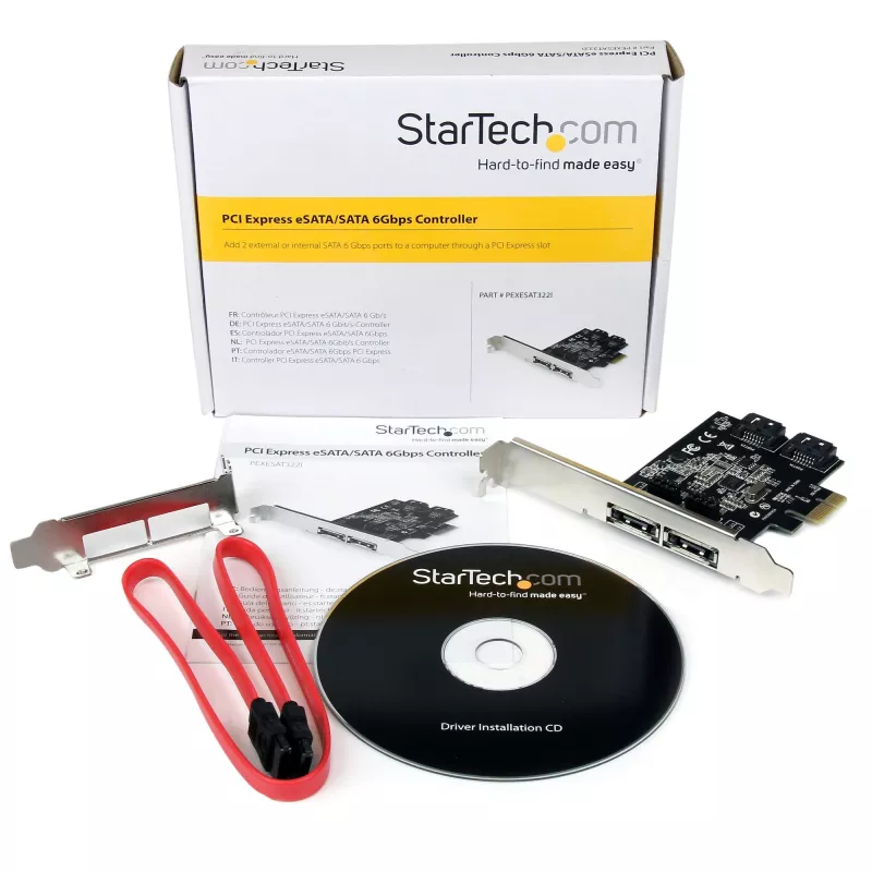 StarTech.com 2-Port PCI Express SATA 6 Gbit/s eSATA Controller-Karte – Dual-Port PCIe SATA III Karte – 2 Int/2 Ext