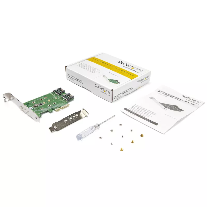 StarTech.com 3-Port M.2 SSD (NGFF) Adapterkarte – 1 x PCIe (NVMe) M.2, 2 x SATA III M.2 – PCIe 3.0