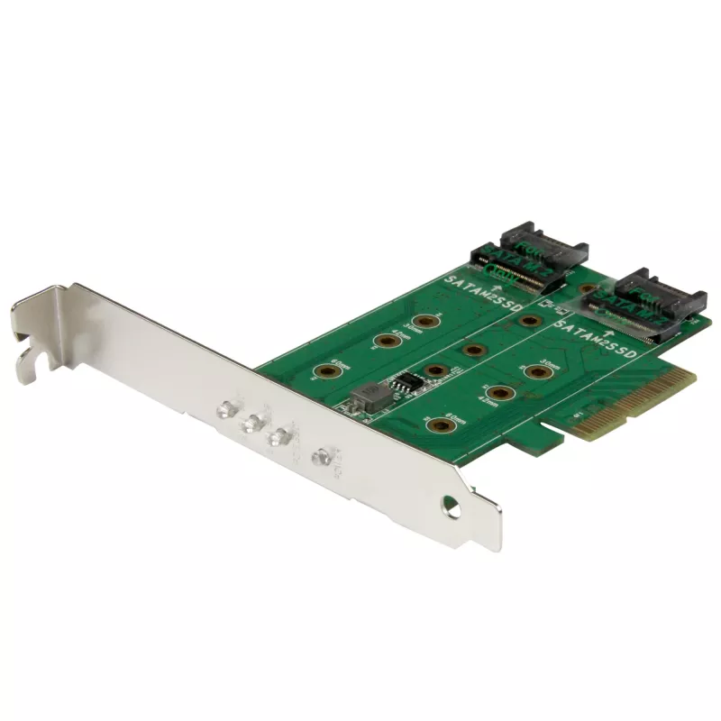 StarTech.com 3-Port M.2 SSD (NGFF) Adapterkarte – 1 x PCIe (NVMe) M.2, 2 x SATA III M.2 – PCIe 3.0