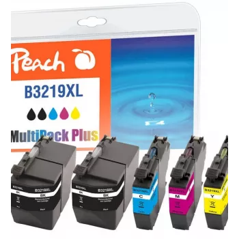 Peach Combi Pack Plus, kompatibel mit Brother LC-3219XL, High (XL) Yield, Schwarz, Cyan, Magenta, Gelb, 62 ml, 15 ml, 5 Stück, Kombipack