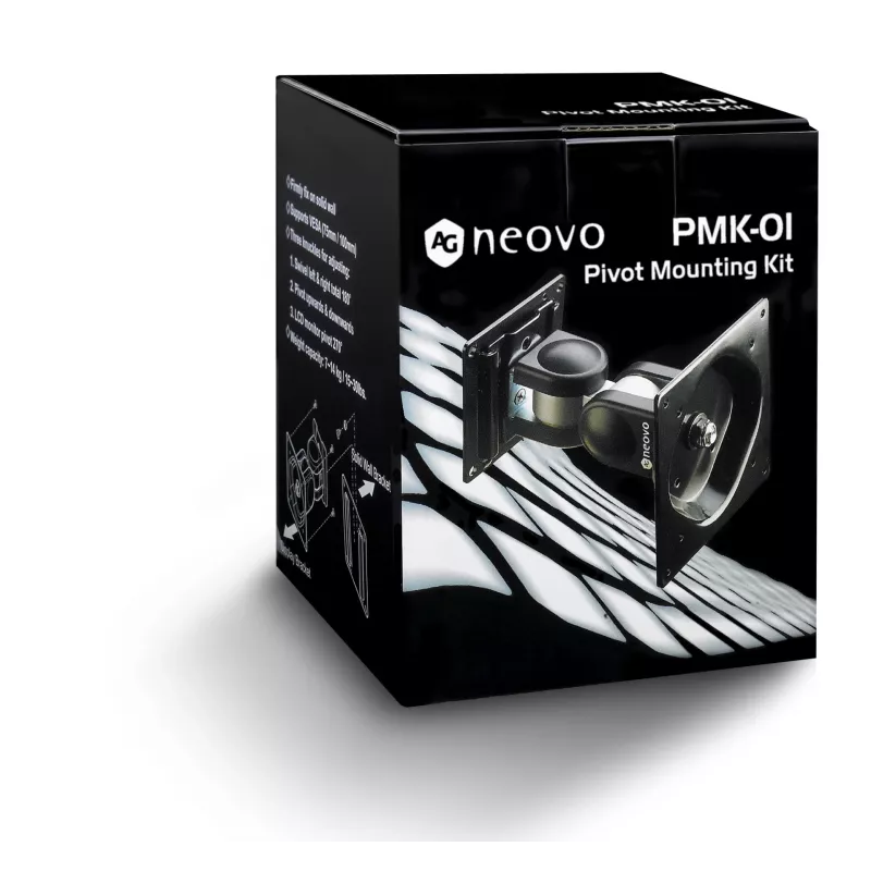 Monitor-Wand-/Tischhalterung AG Neovo PMK-01 für 15-Zoll–32-Zoll-Bildschirme, VESA 75x75–100x100, max. Belastung 14 kg, Neigung ±90°, Schwenkung 180° (Schwarz)