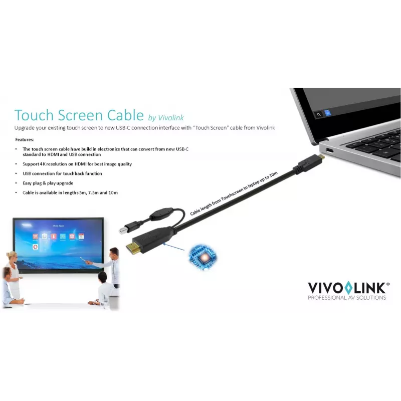 Vivolink PROUSBCHDMIUSBB10 USB-Kabel USB 3.2 Gen 1 (3.1 Gen 1) 10 m USB C Schwarz