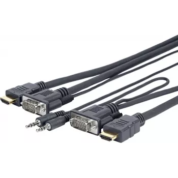 Vivolink PROVGAHDMIFLY5 Videokabel-Adapter 4 m VGA (D-Sub) + 3,5 mm HDMI Typ A (Standard) Schwarz