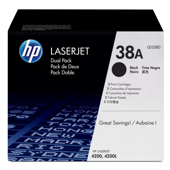 HP 38A 2er-Pack Schwarz Original LaserJet Toner-Kartuschen Q1338D Tonerkartusche 2 Stk.