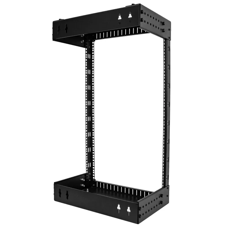 StarTech.com 18U 19 Zoll Wandmontage Netzwerk-Rack – Einstellbare Tiefe 12-20 Zoll 2-Pfosten Open Frame Serverraum-Rack für AV/Daten/IT-Kommunikation/Computergeräte/Switch mit Käfigmuttern & Schrauben