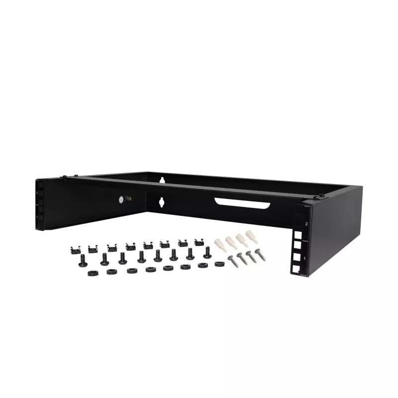 StarTech.com 2U Wandmontage-Netzwerkschrank – 14 Zoll tief (Low Profile) – 19 Zoll Patchpanel-Halterung für flache Server, IT-Geräte, Netzwerk-Switches – 35 kg Tragfähigkeit, Schwarz
