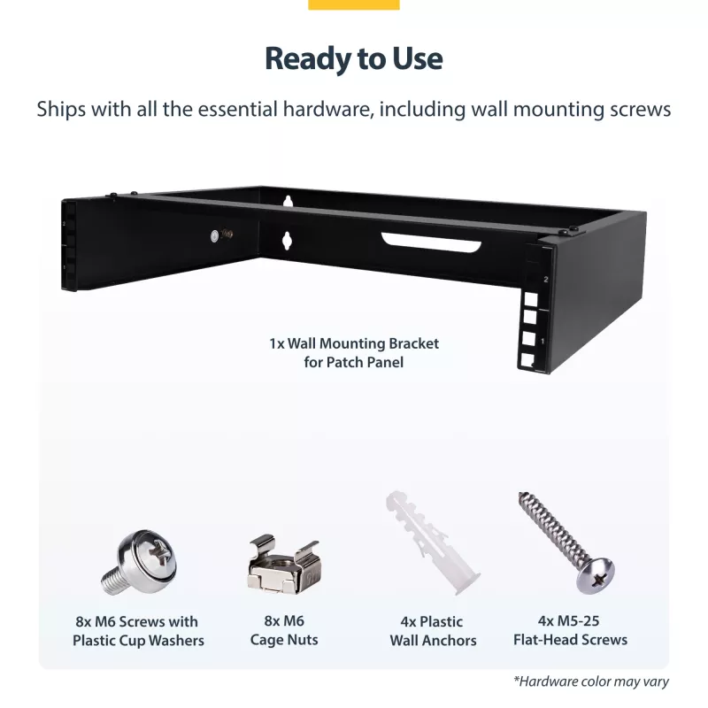 StarTech.com 2U Wandmontage-Netzwerkschrank – 14 Zoll tief (Low Profile) – 19 Zoll Patchpanel-Halterung für flache Server, IT-Geräte, Netzwerk-Switches – 35 kg Tragfähigkeit, Schwarz