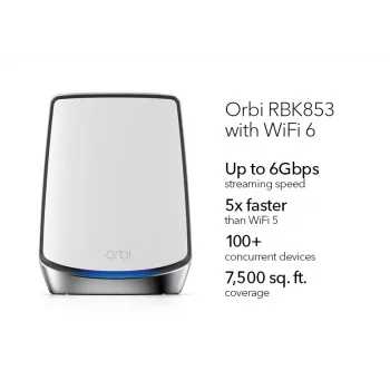 NETGEAR Orbi RBK853 AX6000 WiFi 6 Mesh System Tri-Band (2,4 GHz / 5 GHz / 5 GHz) Wi-Fi 6 (802.11ax) Grau 4 Intern