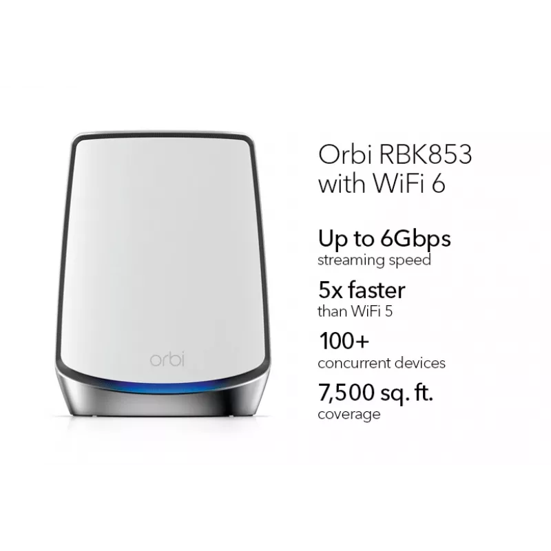 NETGEAR Orbi RBK853 AX6000 WiFi 6 Mesh System Tri-Band (2,4 GHz / 5 GHz / 5 GHz) Wi-Fi 6 (802.11ax) Grau 4 Intern