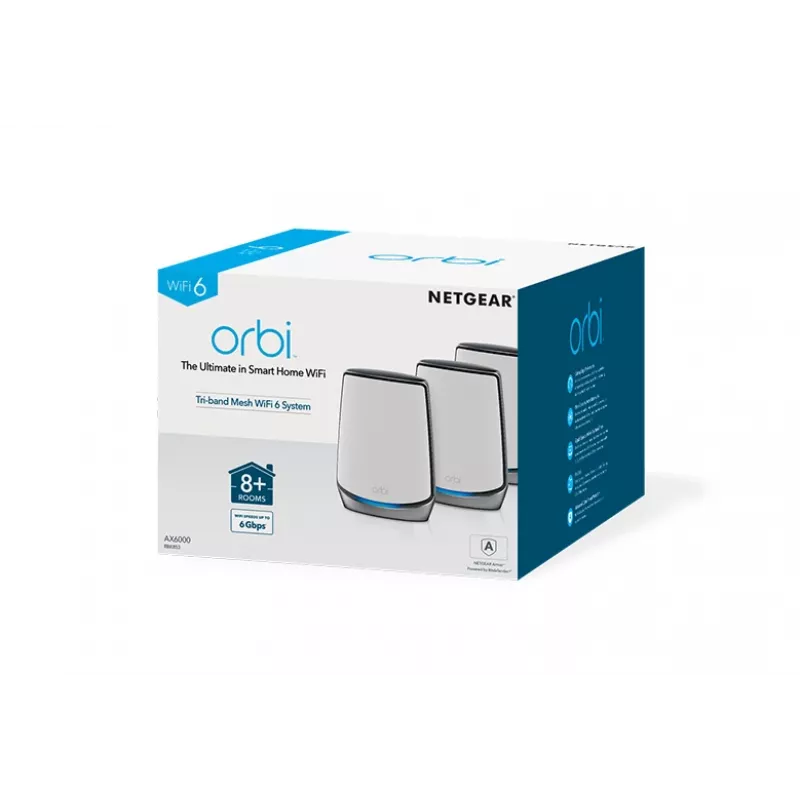 NETGEAR Orbi RBK853 AX6000 WiFi 6 Mesh System Tri-Band (2,4 GHz / 5 GHz / 5 GHz) Wi-Fi 6 (802.11ax) Grau 4 Intern