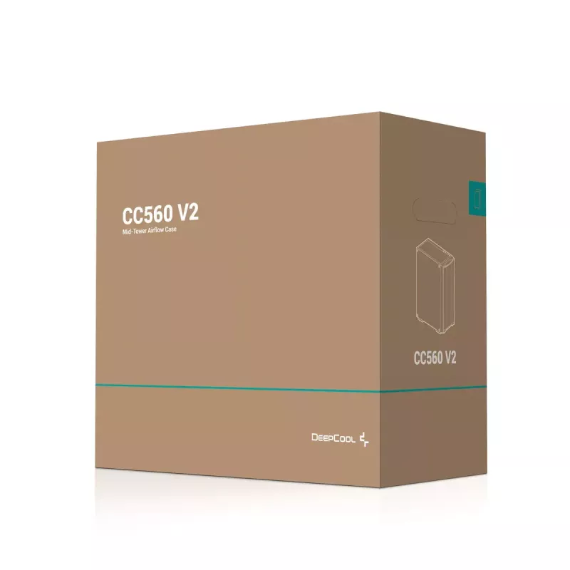 PC-Gehäuse DeepCool CC560 V2 Midi Tower Schwarz — ATX/microATX, Tempered Glass, RGB-Front, 360mm-Front-Radiator, 370mm-GPU