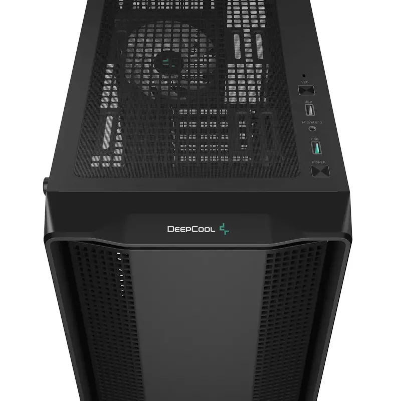 PC-Gehäuse DeepCool CC560 V2 Midi Tower Schwarz — ATX/microATX, Tempered Glass, RGB-Front, 360mm-Front-Radiator, 370mm-GPU