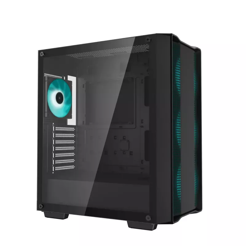 PC-Gehäuse DeepCool CC560 V2 Midi Tower Schwarz — ATX/microATX, Tempered Glass, RGB-Front, 360mm-Front-Radiator, 370mm-GPU
