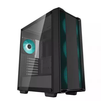 PC-Gehäuse DeepCool CC560 V2 Midi Tower Schwarz — ATX/microATX, Tempered Glass, RGB-Front, 360mm-Front-Radiator, 370mm-GPU