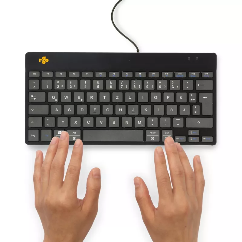 R-Go Tools Ergonomische Tastatur R-Go Compact Break, kompakte Tastatur mit Pausen-Software, QWERTZ (DE), kabelgebunden, schwarz