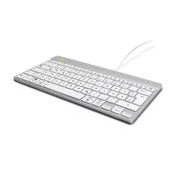 R-Go Tools Ergonomische Tastatur R-Go Compact Break, kompakte Tastatur mit Pausen-Software, QWERTZ (DE), kabelgebunden, weiß