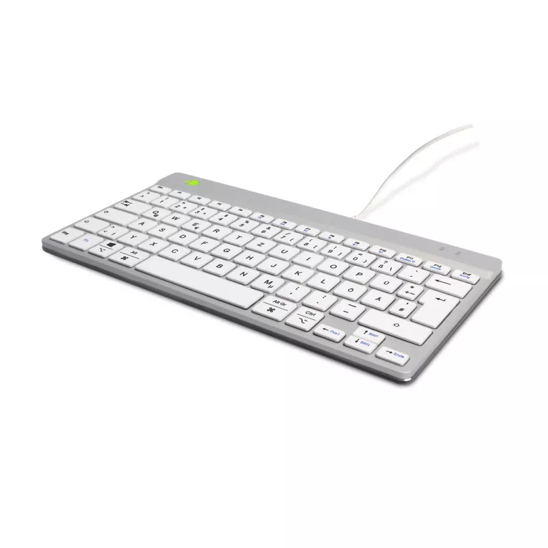 R-Go Tools Ergonomische Tastatur R-Go Compact Break, kompakte Tastatur mit Pausen-Software, QWERTZ (DE), kabelgebunden, weiß