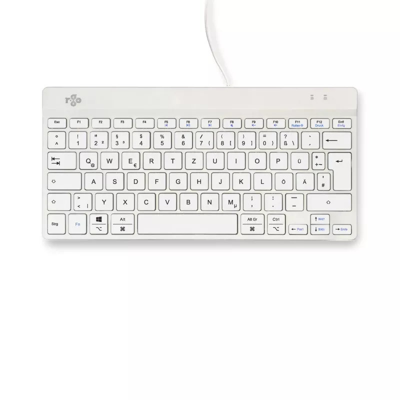 R-Go Tools Ergonomische Tastatur R-Go Compact Break, kompakte Tastatur mit Pausen-Software, QWERTZ (DE), kabelgebunden, weiß
