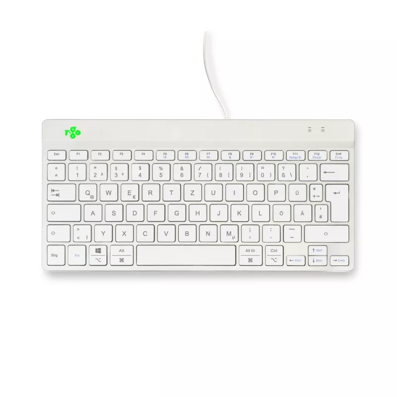 R-Go Tools Ergonomische Tastatur R-Go Compact Break, kompakte Tastatur mit Pausen-Software, QWERTZ (DE), kabelgebunden, weiß