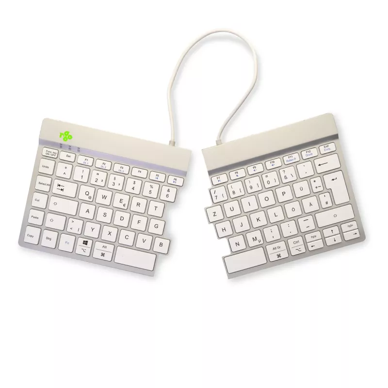 R-Go Tools Ergonomische Tastatur R-Go Split Break mit Pausensoftware, ergonomische geteilte Tastatur, QWERTZ (DE), Bluetooth, weiß