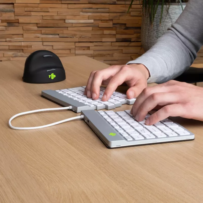 R-Go Tools Ergonomische Tastatur R-Go Split Break mit Pausensoftware, ergonomische geteilte Tastatur, QWERTZ (DE), Bluetooth, weiß