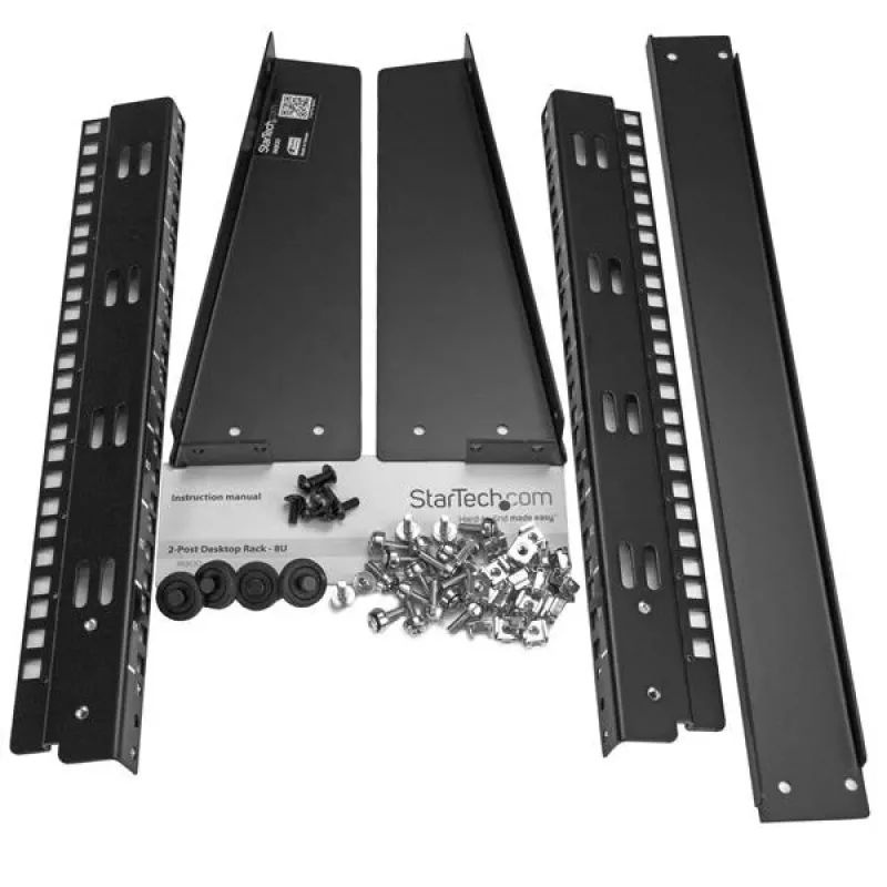 StarTech.com 2-Post 8U Desktop-Server-Rack, kleines Open-Frame 19-Zoll-Computer-Rack, kompaktes Netzwerk-Rack für AV-/Studio-/Daten-/IT-Equipment – freistehendes Zwei-Pfosten-Rack für Zuhause/Büro