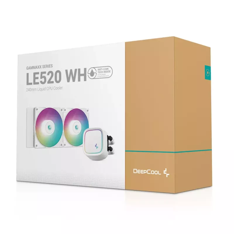 All-in-One-Flüssigkeitskühler DeepCool LE520 WH – 120-mm-Lüfter, 220 W TDP, Weiß, unterstützt LGA 1150/1151/1155/1200/1700 und AM4/AM5