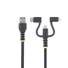 StarTech.com 1m Robustes USB-Multi-Ladekabel, USB auf Lightning/Micro-USB/Type-C, Apple MFi zertifiziert, Aramid-Mantel, universelles 3-in-1 USB-Ladekabel für iPhone/iPad/Android