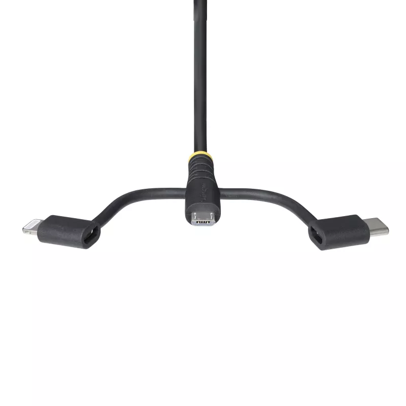 StarTech.com 1m Robustes USB-Multi-Ladekabel, USB auf Lightning/Micro-USB/Type-C, Apple MFi zertifiziert, Aramid-Mantel, universelles 3-in-1 USB-Ladekabel für iPhone/iPad/Android