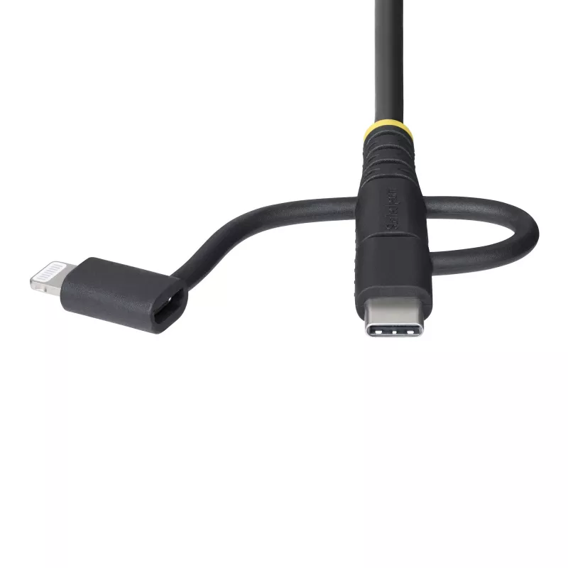 StarTech.com 1m Robustes USB-Multi-Ladekabel, USB auf Lightning/Micro-USB/Type-C, Apple MFi zertifiziert, Aramid-Mantel, universelles 3-in-1 USB-Ladekabel für iPhone/iPad/Android