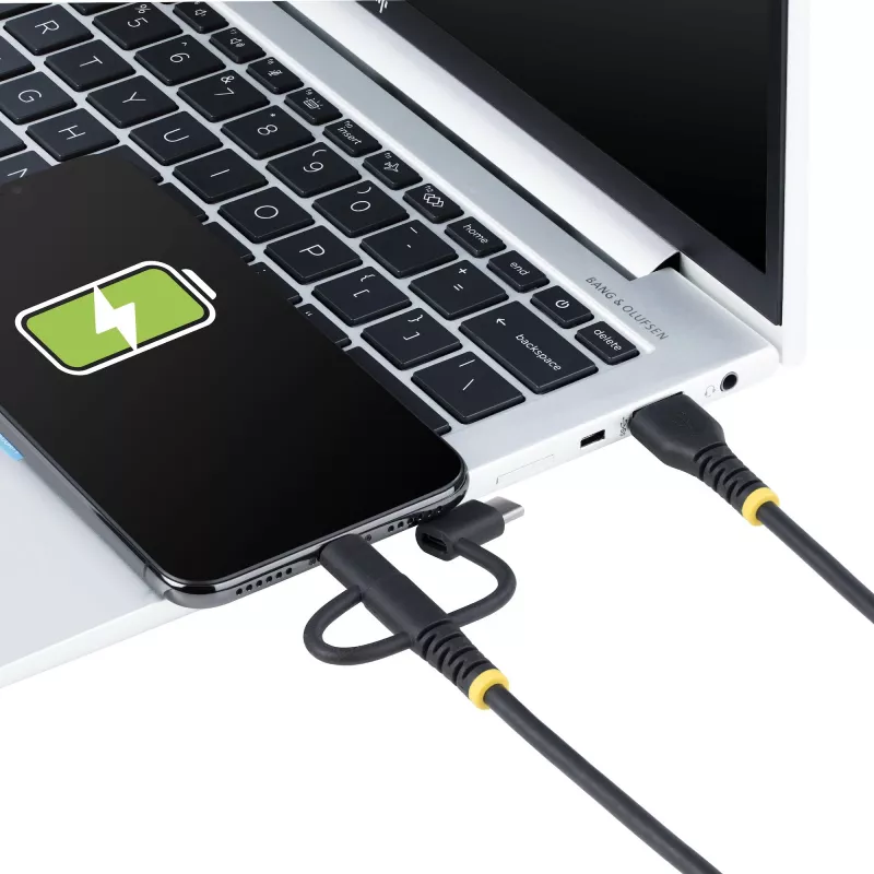 StarTech.com 1m Robustes USB-Multi-Ladekabel, USB auf Lightning/Micro-USB/Type-C, Apple MFi zertifiziert, Aramid-Mantel, universelles 3-in-1 USB-Ladekabel für iPhone/iPad/Android