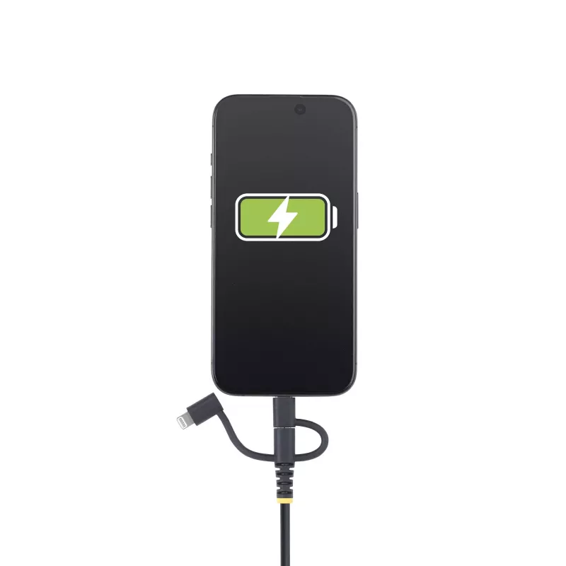 StarTech.com 1m Robustes USB-Multi-Ladekabel, USB auf Lightning/Micro-USB/Type-C, Apple MFi zertifiziert, Aramid-Mantel, universelles 3-in-1 USB-Ladekabel für iPhone/iPad/Android