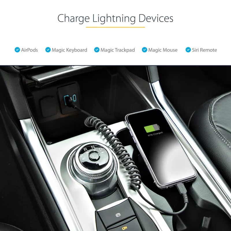 StarTech.com 1m (3ft) USB auf Lightning Kabel, MFi zertifiziert, spiralförmiges iPhone Ladekabel, Schwarz, strapazierfähiger TPE-Mantel Aramidfaser, robustes Spiralkabel Lightning