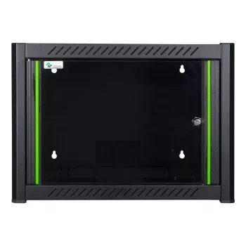 Wandmontagerack LOGON RWM07U45BL 7U Schwarz Schlüsselschloss Kabelmanagement