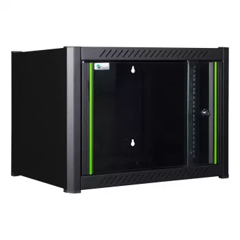 Wandmontagerack LOGON RWM07U45BL 7U Schwarz Schlüsselschloss Kabelmanagement